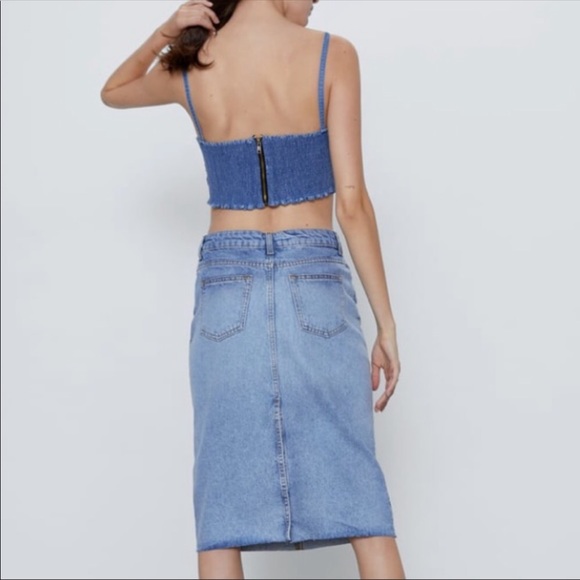 Zara denim crop top. Size m. NWT - Picture 4 of 6